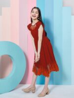 pspeaches Short Sleeves Crepe A-Line Midi Dress - Image 3