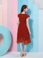pspeaches Short Sleeves Crepe A-Line Midi Dress - Image 4