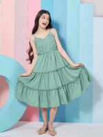 pspeaches Shoulder Straps Crepe A-Line Midi Dress