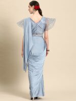 Grancy Embroidered Ready To Wear Saree With Belt - Image 2