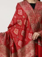 SWI Stylish Women Floral Woven Design Kani Wool Shawl With Fringed Border - Image 2