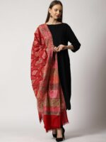 SWI Stylish Women Floral Woven Design Kani Wool Shawl With Fringed Border - Image 3