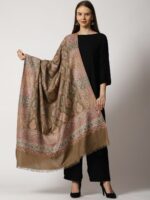 SWI Stylish Women Floral Woven Design Kani Wool Shawl With Fringed Border - Image 5