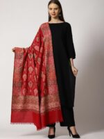 SWI Stylish Women Floral Woven Design Kani Wool Shawl With Fringed Border - Image 5