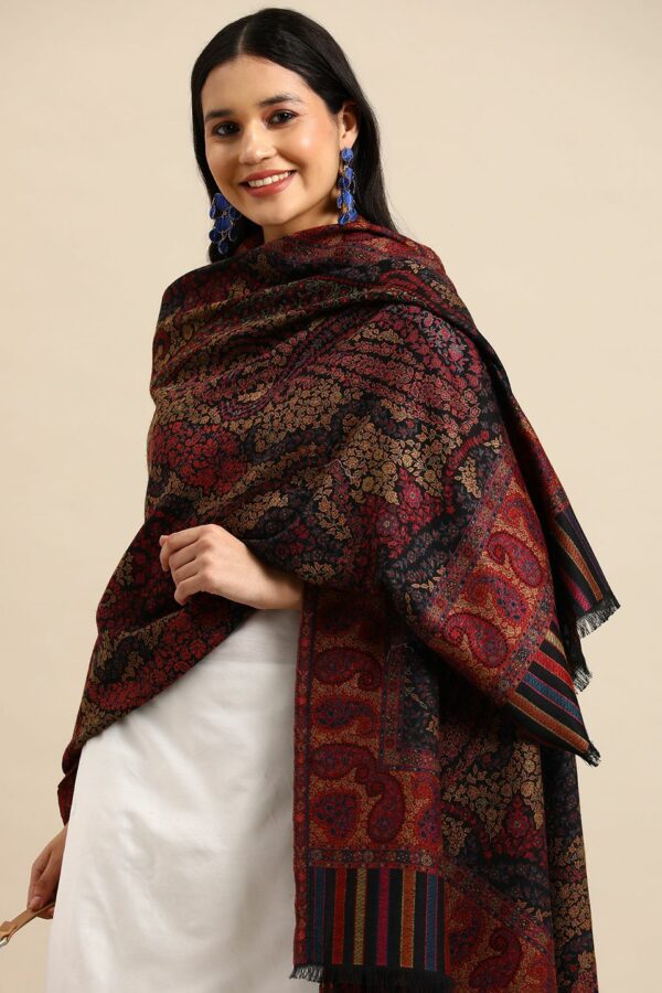 Sangria Women Ethnic Motifs Woven Design Shawl