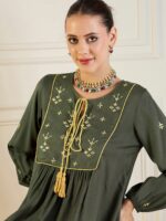 Shae by SASSAFRAS Embroidered Peplum Top With Palazzo Co-Ords - Image 2