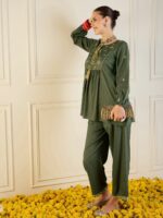 Shae by SASSAFRAS Embroidered Peplum Top With Palazzo Co-Ords - Image 4