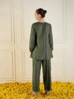 Shae by SASSAFRAS Embroidered Peplum Top With Palazzo Co-Ords - Image 5