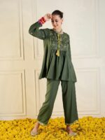 Shae by SASSAFRAS Embroidered Peplum Top With Palazzo Co-Ords - Image 6
