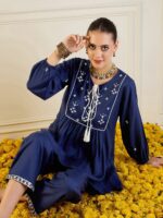 Shae by SASSAFRAS Embroidered Peplum Top With Palazzo Co-Ords - Image 7