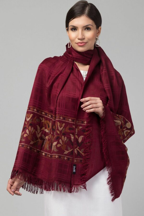 Tweedle Ethnic Motifs Woven Design Acrylic Shawl