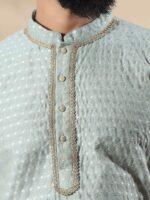 FILORI Woven Design Mandrian Collar Art Silk Jacquard Straight Kurta - Image 2