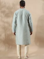 FILORI Woven Design Mandrian Collar Art Silk Jacquard Straight Kurta - Image 4