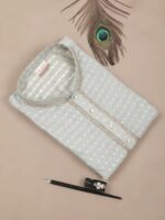 FILORI Woven Design Mandrian Collar Art Silk Jacquard Straight Kurta - Image 5