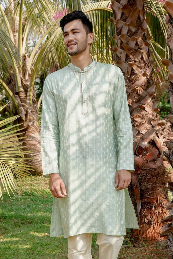 FILORI Woven Design Thread Work Jacquard Chanderi Cotton Straight Kurta