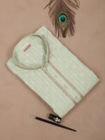 FILORI Woven Design Thread Work Jacquard Chanderi Cotton Straight Kurta - Image 7