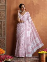 HOC Crafts Hand Block Printed Saree - Image 4
