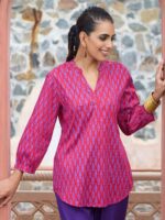 HOC Crafts Hand Embroidered Printed Kurta Short Kurta - Image 6