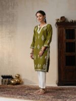 House of Chikankari Ethnic Motifs Embroidered Woollen Straight Kurta - Image 3