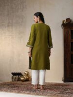 House of Chikankari Ethnic Motifs Embroidered Woollen Straight Kurta - Image 4