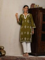 House of Chikankari Ethnic Motifs Embroidered Woollen Straight Kurta - Image 5