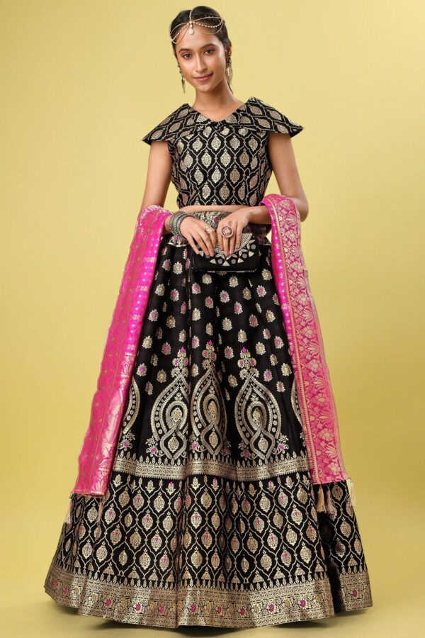 PURVAJA Woven Design Ready to Wear Lehenga & Unstitched Blouse With Dupatta