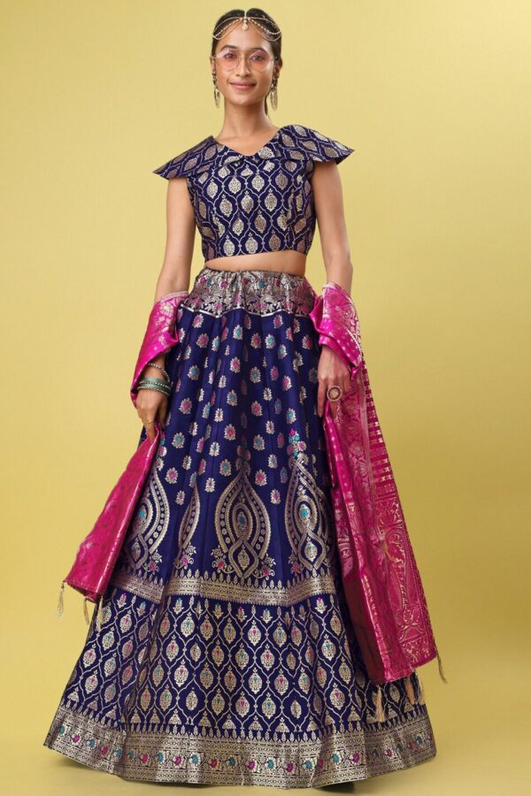 PURVAJA Woven Design Ready to Wear Lehenga & Unstitched Blouse With Dupatta
