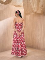 Pink Paprika by SASSAFRAS Floral Print Cotton Fit and Flare Maxi Dress - Image 4