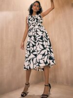 Pink Paprika by SASSAFRAS Printed Fit & Flare Midi Dress - Image 2