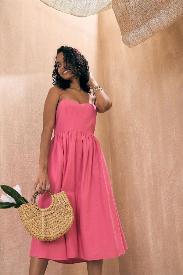 Pink Paprika by SASSAFRAS Solid Fit & Flare Dress