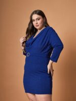 SASSAFRAS Curve Cowl Neck Bodycon Dress - Image 3
