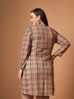 SASSAFRAS Curve Embellished Checked Sheath Dress - Image 5