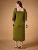 SASSAFRAS Curve Women Solid Sheath Midi Dress - Image 4