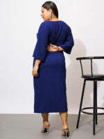 SASSAFRAS Women Curve Kimono Sleeve Bodycon Midi Dress - Image 4