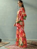 Shae by SASSAFRAS Women Floral Printed Regular Mirror Work Kurti with Sharara - Image 5