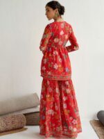Shae by SASSAFRAS Women Floral Printed Regular Sequinned Kurta with Sharara - Image 5