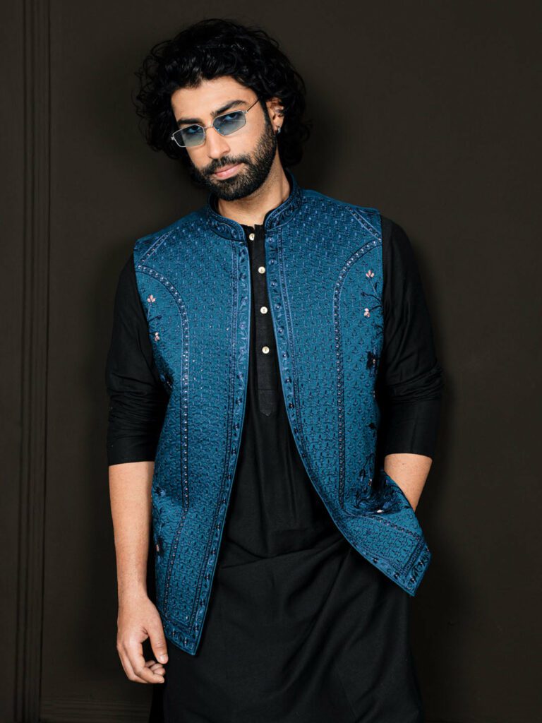Black And Turquoise Viscose Kurta Sets