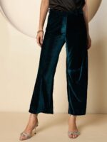 Antheaa Women Smart Straight Fit Velvet Trousers - Image 2