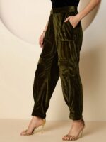 Antheaa Women Velvet Solid Smart Trousers - Image 4