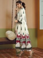 Bhama Couture Jennifer Winget Floral Pure Cotton Anarkali Kurta With Palazzos & Dupatta - Image 3