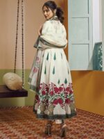 Bhama Couture Jennifer Winget Floral Pure Cotton Anarkali Kurta With Palazzos & Dupatta - Image 4