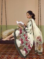 Bhama Couture Jennifer Winget Floral Pure Cotton Anarkali Kurta With Palazzos & Dupatta - Image 6