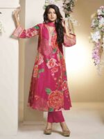 Bhama Couture Jennifer Winget Printed Chanderi Silk Anarkali Kurta With Palazzos & Dupatta