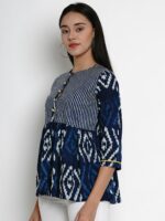 Bhama Couture Women Blue Printed Top - Image 4