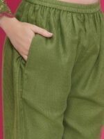 Bhama Couture Women Floral Embroidered Regular Kurta with Palazzos - Image 3