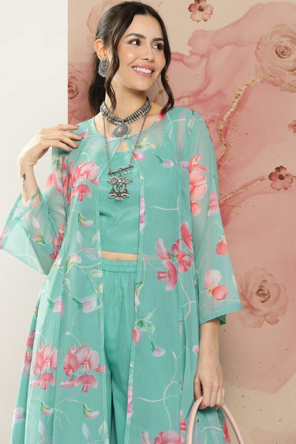 Bhama Couture Women Top With Palazzos & Jacket