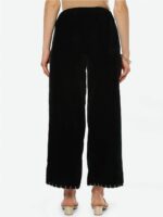 Biba Women Black Solid Wide Leg Velvet Ethnic Palazzos - Image 4