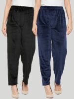 Clora Creation Pack of 2 Women Black & Navy Blue Velvet Ethnic Palazzos