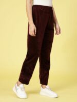 Clora Creation Women Straight Fit Mid-Rise Velvet Trouser - Image 2