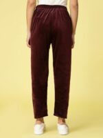 Clora Creation Women Straight Fit Mid-Rise Velvet Trouser - Image 4